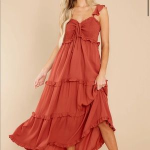 NWOT Not A Chance Rust Maxi Dress